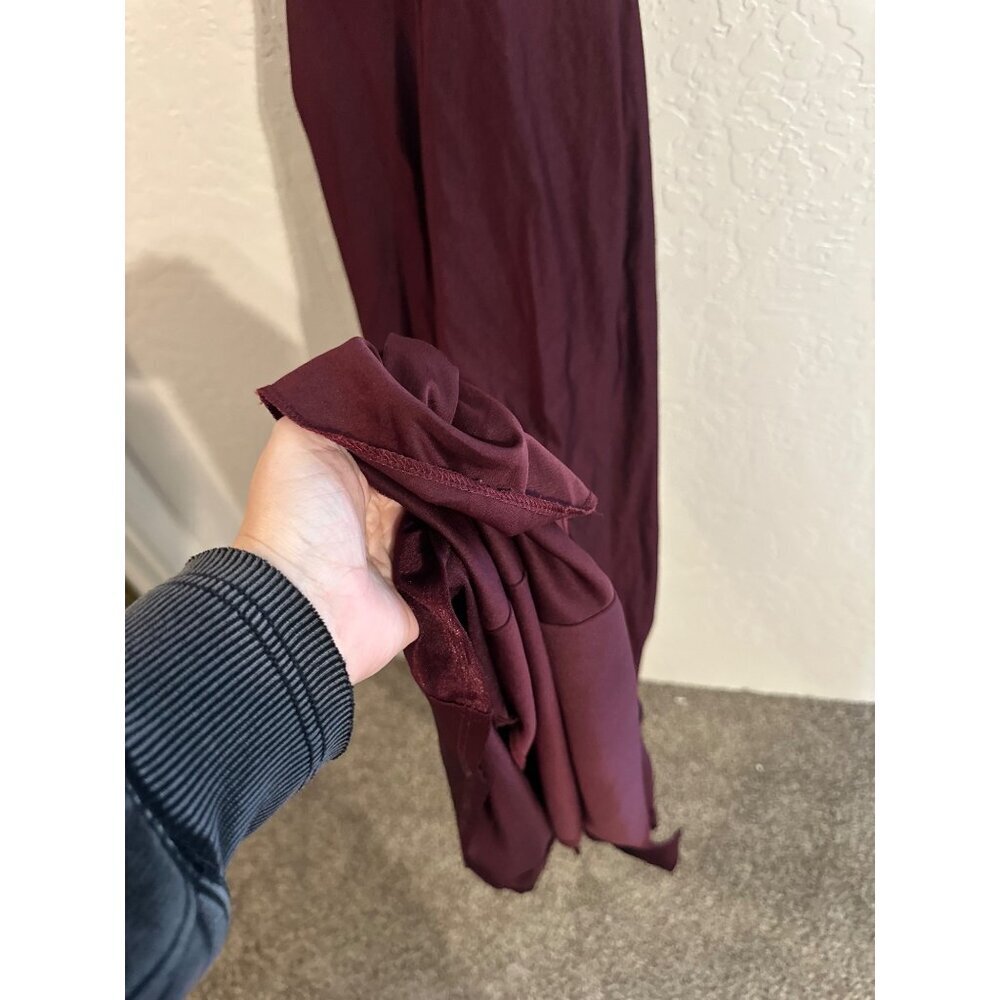 Y La Scala 90’s Burgundy Moody V Neck Spaghetti Strap Ruched Long Evening Gown - Picture 15 of 16